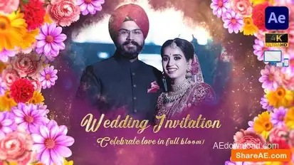 Indian Wedding Invitation Floral Slideshow Openers template preview