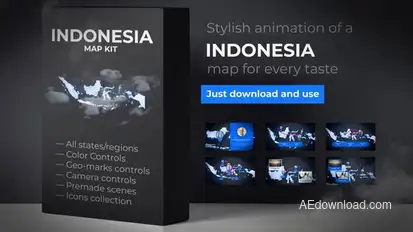 Indonesia Map - Republic of Indonesia Map Kit Video Displays template preview