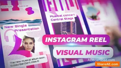 Vertical Music Visualizer – Instagram Reel Promo with Waveforms, Neon FX & Abstract Audio Shapes Openers template preview