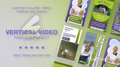 Instagram Vertical Stories Green Violet Product Promo template preview