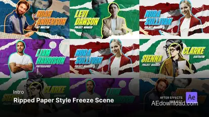 Intro - Ripped Paper Style Freeze Scene After Effects Template Video Displays template preview
