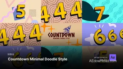 Intro/Opening - Countdown Minimal Doodle Style  After Effects Project Files Openers template preview