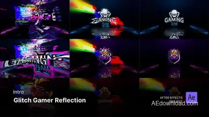 Intro/Opening - Glitch Gamer Reflection Logo Reveal After Effects Project Files Logo Stings template preview