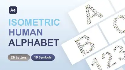 Isometric Human Alphabet Titles template preview