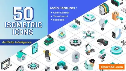 Videohive Isometric Icons – Artificial Intelligence Infographics template preview