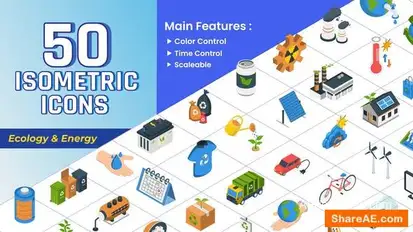 Videohive Isometric Icons – Ecology & Energy Infographics template preview