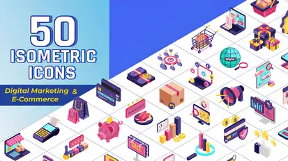 Isometric Icons Digital Marketing Elements template preview