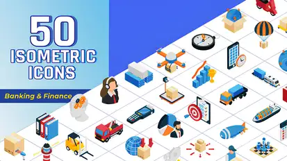 Isometric Icons Logistics and Management Elements template preview