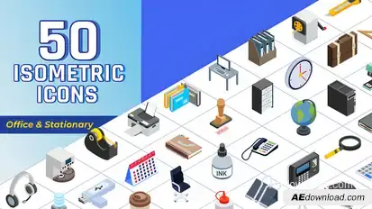 Isometric Icons Office Stationary Elements template preview