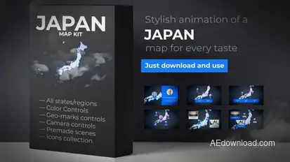 Japan Map Animation - Japanese Map Kit Video Displays template preview
