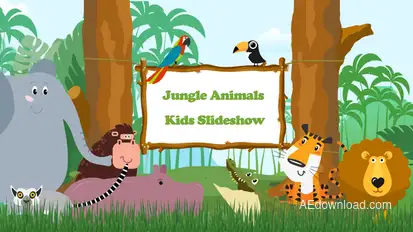 Jungle Animals Kids Slideshow Video Displays template preview