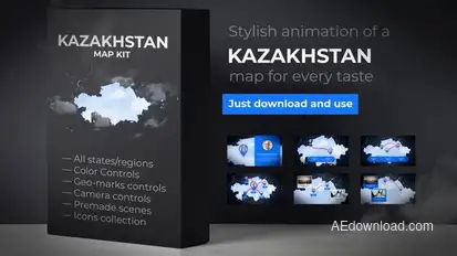 Kazakhstan Map - Republic of Kazakhstan Map Kit Video Displays template preview