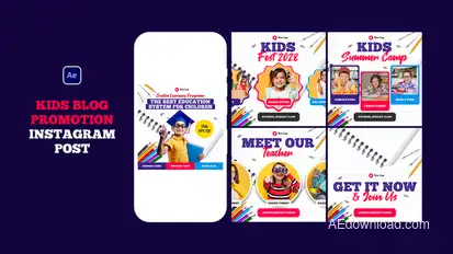 Kids blog promotion instagram post Elements template preview