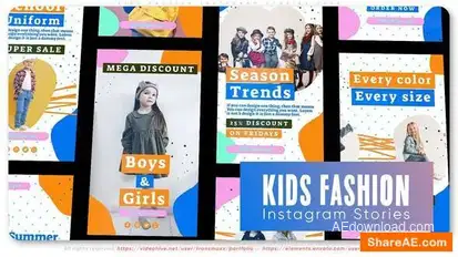 Kids Fashion Instagram Stories Pack Openers template preview