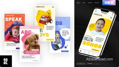 Kids Instagram Stories Video Displays template preview
