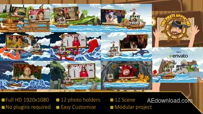 Kids Pirate Adventure Video Displays template preview
