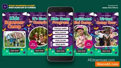 Kids Summer Camp Instagram Stories Openers template preview