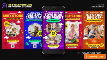 Kids Toys Instagram Stories Openers template preview