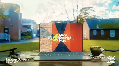 Laptop Screen In The Lawn Mockup Video Displays template preview