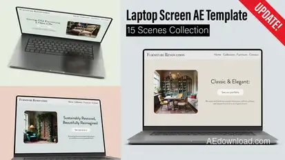 Laptop Screen Mockup Modular Animation Pack | 15 Scenes | AE Template Elements template preview
