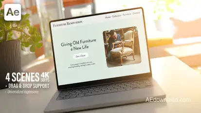 Laptop Screen Mockup In Cozy Sunny Room - 30Sec Promo - 4 Scenes Ae Template Product Promo template preview