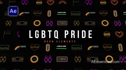 LGBTQ Pride Neon Elements Elements template preview