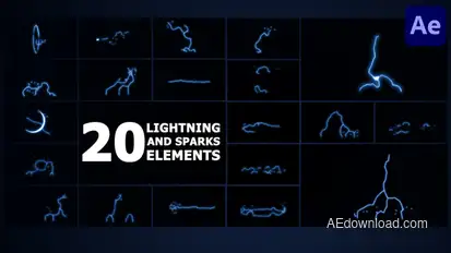 Lightning And Sparks Elements | After Effects Elements template preview