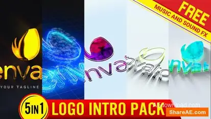 Logo Intro Mega pack logo Reveal minimal logo opener Ident with free music and fx Logo Stings template preview
