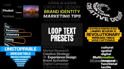 Looping List Text Animations Elements template preview