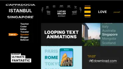 Looping Text Animations Titles template preview