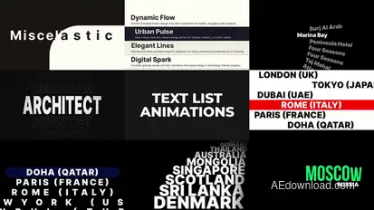 Looping Text List Animation Pack Titles template preview