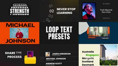 Looping Text Sliders Animation Titles template preview
