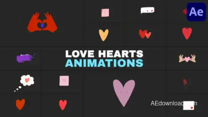 Love Hearts Animations | After Effects Elements template preview