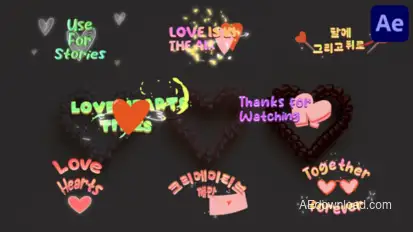 Love Hearts Titles for After Effects Titles template preview