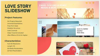 Love Story Slideshow Video Displays template preview