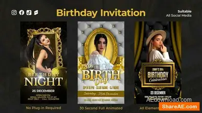 Luxury Birthday Instagram Reels Openers template preview