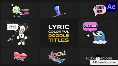 Lyric Colorful Doodle Titles | After Effects Titles template preview