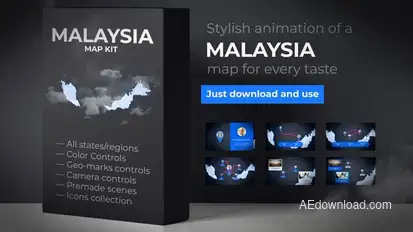 Malaysia Animated Map - Malaysia Map Kit Video Displays template preview