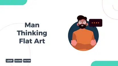 Man Thinking Flat art Elements template preview