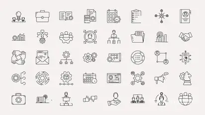 Management Line Icons Elements template preview
