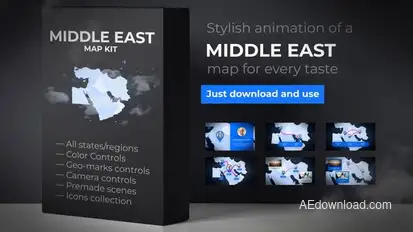 Map of Middle East with Countries - Middle East Map Kit Video Displays template preview