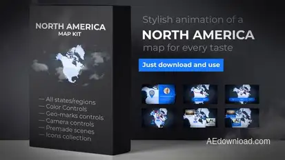 Map of North America with Countries - North America Map Kit Video Displays template preview