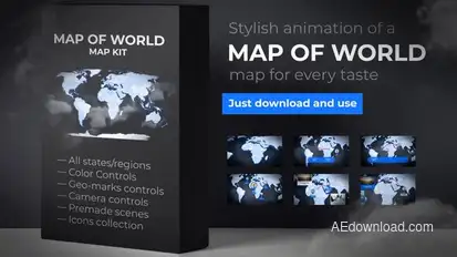 Map of World with Countries - Animated Map Video Displays template preview