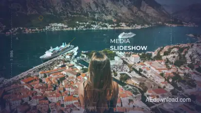 Media Slideshow – Cinematic Parallax Animation with Geometric Frame Particles, Rhombus Transitions Video Displays template preview