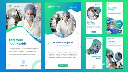Medical Healthy Instagram Story Elements template preview