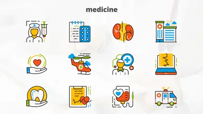 Medicine And Healthcare – Flat Animated Icons Openers template preview