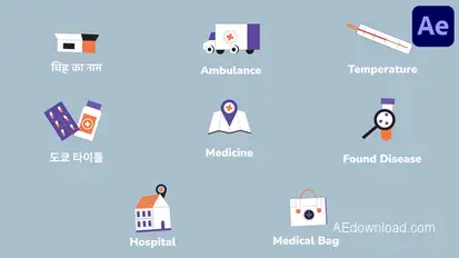 Medicine Healthcare Icons And Titles for After Effects Titles template preview