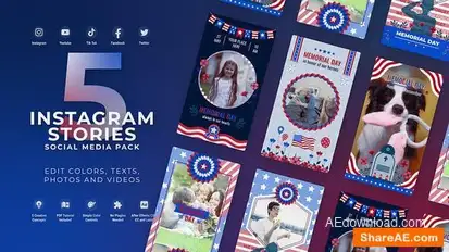 Memorial Day - 4th Of July Instagram Stories Openers template preview