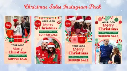 Merry Christmas Sales Instagram Story Pack 3 Video Displays template preview