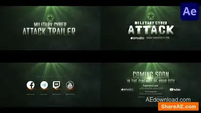 Military Cyber Attack Trailer for After Effects Openers template preview